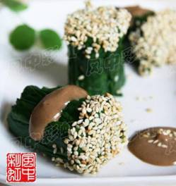 Spinach sesame rolls chinese food recipe